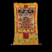 Gold-plated thangka Buddha statue eight treasure fabric handmade double-layer mounting Lotus Master conversion period 120cm yellow