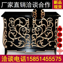Neoclassical porch cabinet simple entrance solid wood porch table American foyer wall corridor decoration cabinet light luxury fantasy