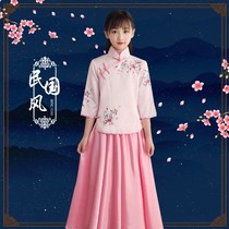 Chinese style Republic of China style Childrens clothing Childrens Republic of China Girls Guzheng performance clothing Vintage womens clothing spring and autumn suit