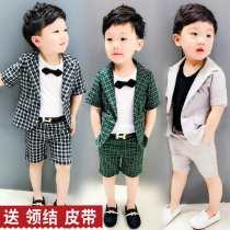 Childrens clothing Summer clothes Childrens boy suit Short sleeve suit suit shorts Two-piece suit dress suit suit short sleeve tide