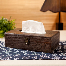 Chinese burning Tung solid wood napkin tissue box Creative living room household coffee table Simple roll paper box Hotel pumping paper box