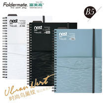 Fumiko FOLDERMATE B5 NOTEBOOK BIRDs NEST pattern FRONT pocket COIL top flip 70-PAGE SPIRAL NOTEBOOK