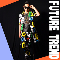 Exclusive ] Nightclub male singer DSDJ Right Zhilong GD colored letter suit big brand bar performance clothing accessories
