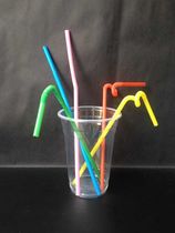  Disposable multi-color mixed independent paper bag Juice hot and cold drinks Milk tea coffee bendable head art straw