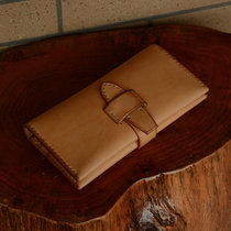 Leather Furniture Workshop Original New Handmade Tannic Leather Brief Vegetarian Face Two Fold Buckle Business Bull Leather Wallet Chaab