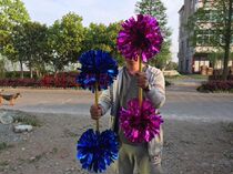 New double-headed wide Silk pull ball cheerleading Flower Ball flower ball Flower Stick Dance props cheerleading flower square dance