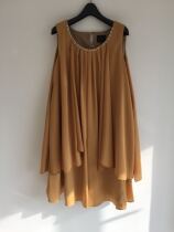 Original single beams silk texture three-layer fabric one-piece dress