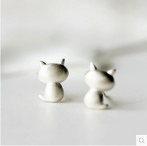 S925 pure silver ornament Nordic cute squat back and shadow kitty kittens Japan-Japan Womens BL