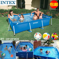 Thickened mesh cloth metal bracket pool rectangular childrens swimming pool adult family paddling pool fish pond
