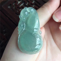 (Mingkai Jade) Natural A- cargo jade ice seed gourd pendant