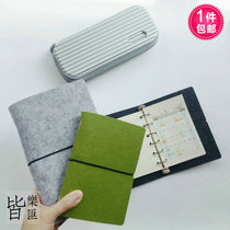 Japanese style simple felt binder notebook entry-level strap soft surface hand ledger black Gray 6 holes A5A6A7