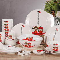 Classic promotion authentic Jingdezhen 58 high-quality porcelain heart-to-date ceramic tableware set