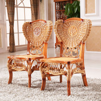 Ito family Indonesia imported backrest natural rattan woven rattan chair Rattan dining chair Restaurant rattan wood rattan art leisure chair Rattan chair