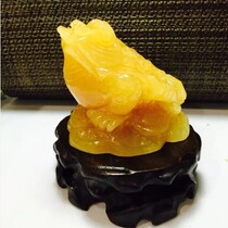 Natural yellow jade Golden Toad ornaments three-legged golden toad office ornaments Zhaocai Jicai company opened gift Town House