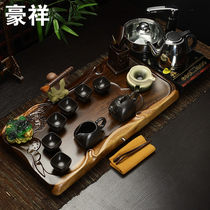 Haoxiang whole piece ebony wood four-in-one induction cooker tea tray purple sand kung fu tea ceremony tea set set set