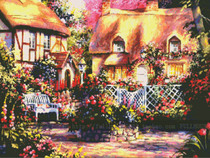 Cross stitch electronic picture redrawing source file-fairy tale Villa 6 landscape living room full embroidered decorative painting