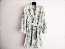 Day single cut label winter pajamas Soft coral velvet bathrobe Womens cute home wear placket nightgown