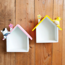 Nordic cartoon wall shelf shelf Shelf shelf creative solid wood small house storage box wall decoration for children