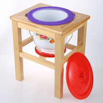 Spittoon Adult old woman Pregnant woman Men and women mobile toilet Wooden stool frame Household toilet chair Urine bucket Stool basin with cover