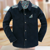 2021 spring new boys cotton corduroy shirt boys long sleeve slim Korean cotton long sleeve shirt
