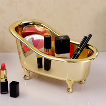 Gold-plated bathtub-shaped cosmetics storage box desktop cosmetic washing and care products small sundries finishing box ABS Orunzhe