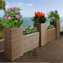 Outdoor Rattan Chflower Box Balcony Leisure Patio Balcony Imitation Vine Flower Case Flower Shelf Outdoor Hotel Potted Flower Shelf Flower Racks