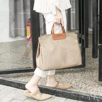 Korean version of briefcase womens shoulder crossbody book bag file bag temperament fashion A4 information bag portable business file bag
