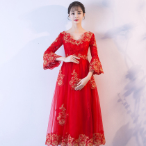 Large size pregnant women toast 2018 Bride wedding V collar high waist size fat slim slim pregnant woman dress