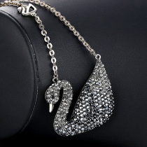Big name necklace European and American fashion long sweater chain Little swan pendant micro-set rhinestone Korean version of the chain with jewelry