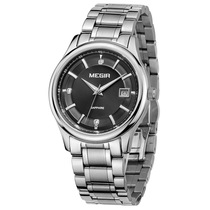 Megel MEGIR inlaid water drill strips with calendar quartz steel band watch 4159 steel strip