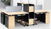 Fashion office screen partition staff 4 people with bookcase staff table