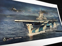 World War II U.S. Navy York City USS Yorktown Aircraft Carrier Pacific Fleet Decorative Painting