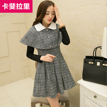 2020 Spring Summer New winter dress Korean slim cloak coat woolen dress two-piece set dress