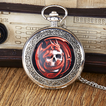 Fire Dragon Skull skull head silver Blossom Retro Flip Flops Quartz men and women hang up the table 9081