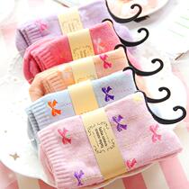 Special Price Small Butterfly Knot Autumn Winter Woolen Loop Socks Foreign Trade Midi Socks Lady Cotton Socks Thickened Warm Socks