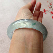 Myanmar natural jade old pit certificate jade bracelet ice seed fluorescent floating green flower jade bracelet childrens