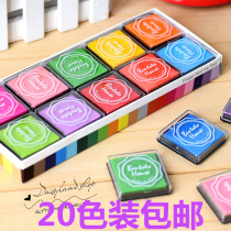 Korean creative rainbow color finger painting seal Children DIY color rubber stamp printing clay paint 20 color box box