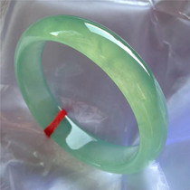 Natural Burmese Jade light green fluorescent jade bracelet old pit high-grade glass green female jade bracelet