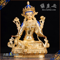 Seiko Green Tara Tibetan fo jiao pin copper-gilded painted tantric Buddha ornaments Green Tara 5 inch