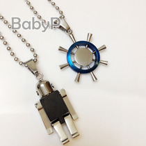  Childrens necklace Boy necklace accessories Little boy jewelry Personality titanium steel necklace Robot iron anchor