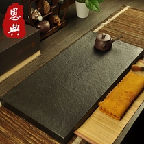 Wujin Stone tea tray whole home simple rectangular large small black gold stone tea table stone Tea Sea