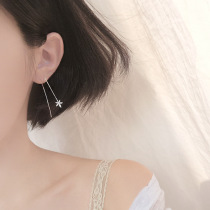 Literary fresh hand-drawn maple leaf plant S925 sterling silver earring temperament Jewelry earrings student female