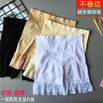 High waist belly anti-light safety pants women Summer thin underwear lace bottoming shorts large size three-point insurance pants