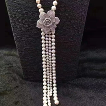 diy jewelry accessories material sweater chain tassel 925 silver accessories flower buds micro inlay zircon pearl necklace accessories