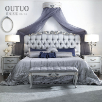 Rococo solid wood wedding bed European bed neoclassical retro fabric couple princess bed storage bed French court bed