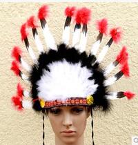 Masquerade dress up colorful feather headdress Indian headgear Indian aristocratic chief hat