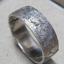 Western antique jewelry vintage silver jewelry British 1961 925 sterling silver chisel carved bracelet silver bracelet 58 7g