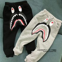 Counter BAPE boys and girls baby padded lamb velvet shark Harring pants winter trousers