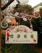 European style pastoral large double-sided wooden storefront listing welcome to open business Door creative home can be customized