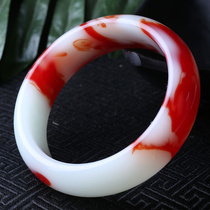 Qingshan Craft Xinjiang Hetian Jade chicken red blood bracelet Hetian Jade red bracelet color jade gold silk jade bracelet children